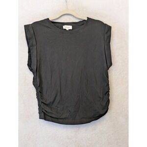 Böhme Muscle Tee Women's Small Black Padded Shoulder Ruched Side Sleeveless Top